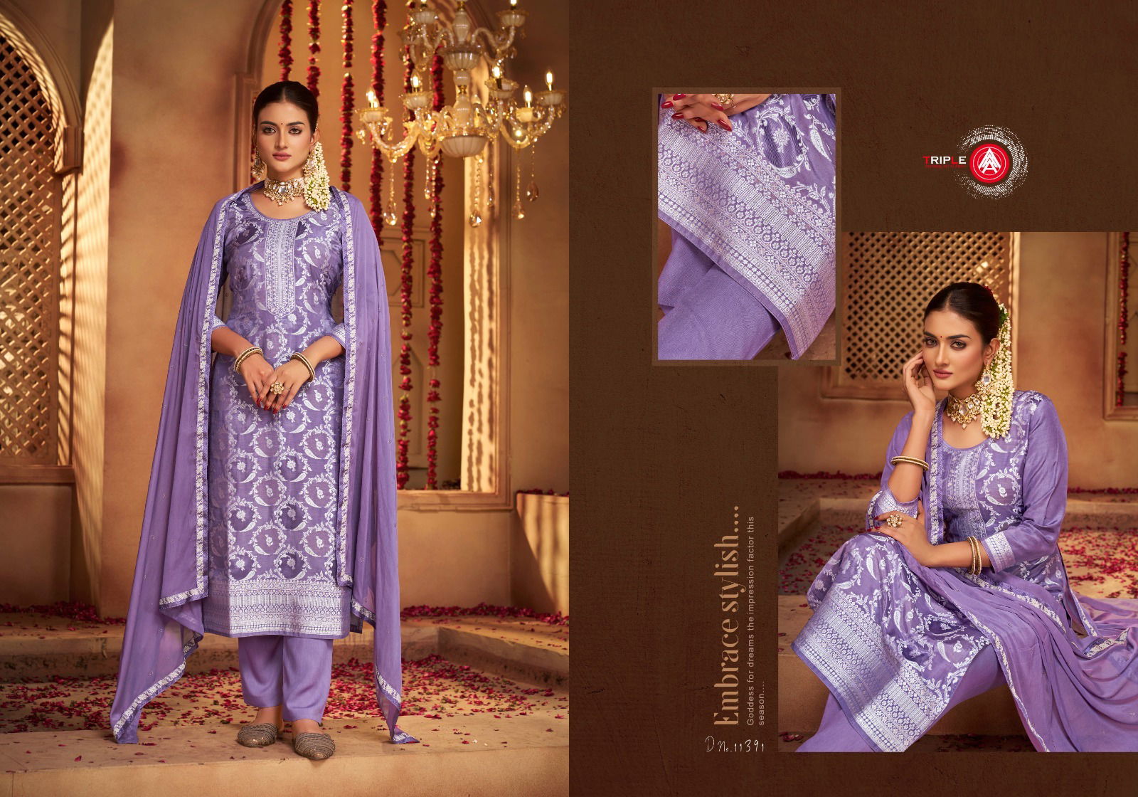 Triple Aaa Lotus Vol 2 Heavy Masleen Dress Material Catalog
